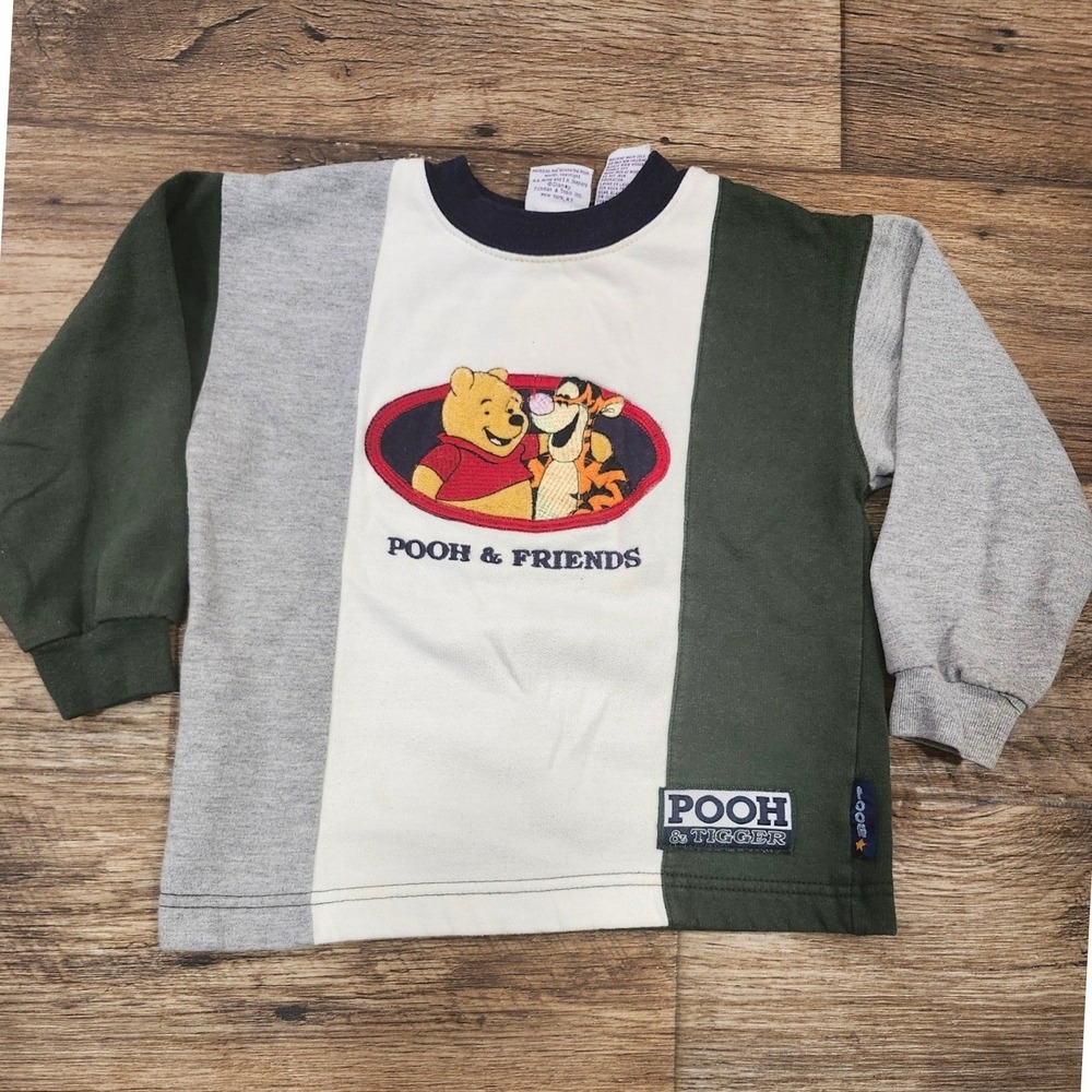 Vintage Disney Pooh & Friends Sweatshirt Kids 1999s Colorblock Tigger 4T